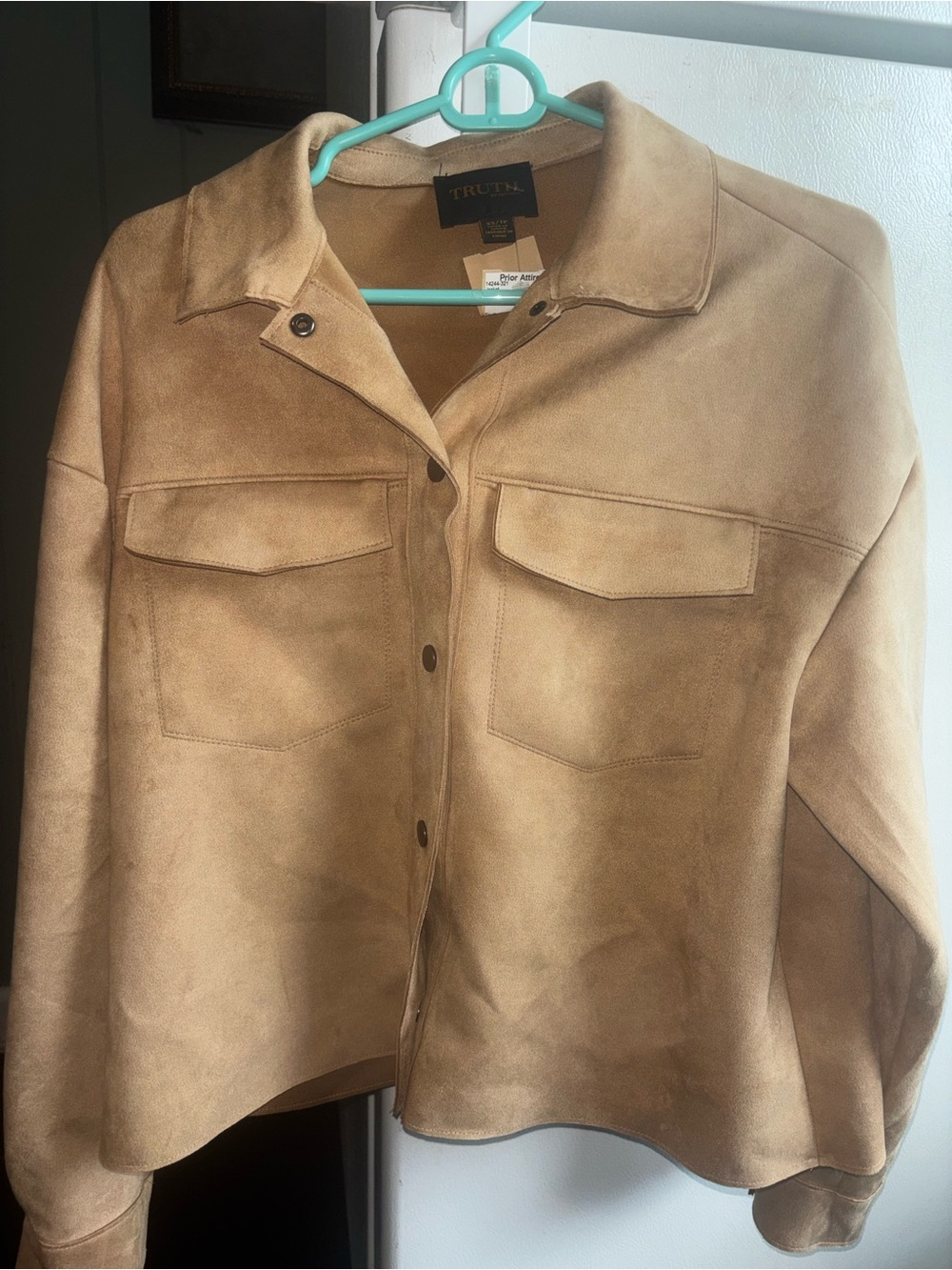 TRUTH Tan Suede Utility Jacket with Flap Chest Pockets